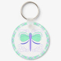 Pretty Cyan And Blue Dragonfly Keychain