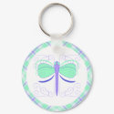 Pretty Cyan And Blue Dragonfly Keychain