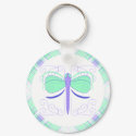 Pretty Cyan And Blue Dragonfly Keychain