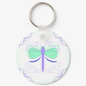Pretty Cyan And Blue Dragonfly Keychain