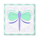 Pretty Cyan And Blue Dragonfly Magnet
