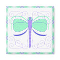 Pretty Cyan And Blue Dragonfly Magnet
