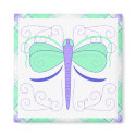 Pretty Cyan And Blue Dragonfly Magnet