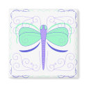 Pretty Cyan And Blue Dragonfly Magnet