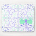 Pretty Cyan And Blue Dragonfly Mousepad