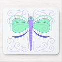 Pretty Cyan And Blue Dragonfly Mousepad