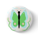 Pretty Cyan And Green Butterfly Button