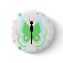 Pretty Cyan And Green Butterfly Button