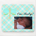 Pretty Cyan And Green Dragonfly Add Baby Photo Mousepad