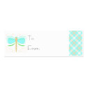 Pretty Cyan And Green Dragonfly Gift Tags