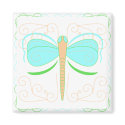 Pretty Cyan And Green Dragonfly Magnet
