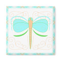 Pretty Cyan And Green Dragonfly Magnet