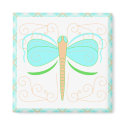 Pretty Cyan And Green Dragonfly Magnet