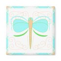 Pretty Cyan And Green Dragonfly Magnet