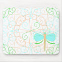 Pretty Cyan And Green Dragonfly Mousepad