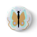Pretty Cyan And Orange Butterfly Button
