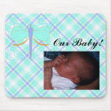 Pretty Cyan And Orange Dragonfly Add Baby Photo Mousepad