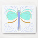 Pretty Cyan And Orange Dragonfly Mousepad