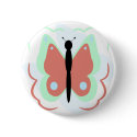 Pretty Cyan And Pink Butterfly Button
