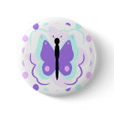 Pretty Cyan And Purple Butterfly Button