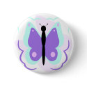 Pretty Cyan And Purple Butterfly Button