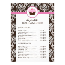 Pretty Damask Bakery Price List Personalized Announcement