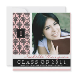Pretty Damask Graduation Announcement Monogram invitation