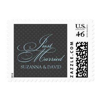 Pretty Damask Just Married Small Postage stamp