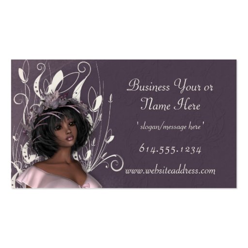 Pretty Dark Skin Lady Decorated Business Cards (front side)