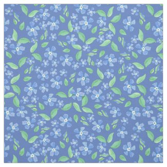 Pretty Ditsy Periwinkle Blue Green Floral Pattern