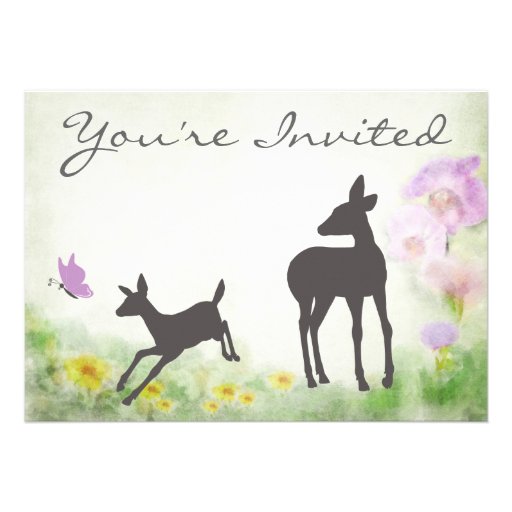 Pretty Doe and Fawn Deer Baby Shower Invitation