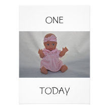 Pretty Doll One Today Invitation