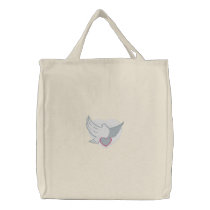 Pretty Dove and Heart Tote embroidered bags by silly_strings Pretty Dove and Heart Tote embroidered bags