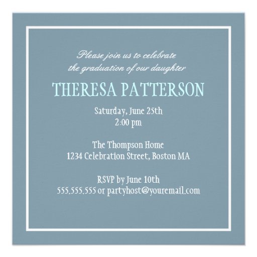 Pretty Dusty Blue Photo Collage Graduation Party Personalized Invites