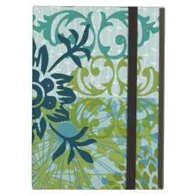 Pretty Elegant Blue Green Floral Damask Pattern iPad Case