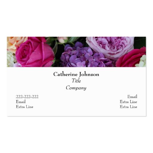 Pretty Elegant Flowers Florist  Professional Whtie Business Card Template (back side)