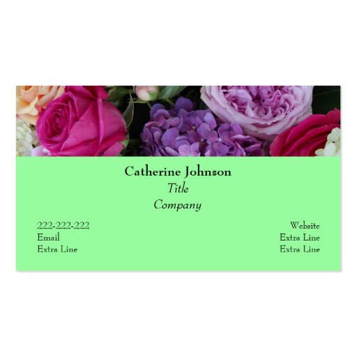 Pretty Elegant Flowers Wedding Planner or Florist Business Card Template (back side)