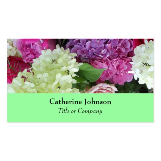 Pretty Elegant Flowers Wedding Planner or Florist Business Card Template (front side)