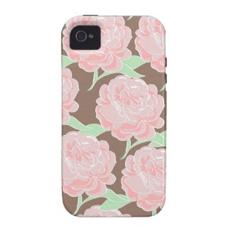 Pretty Elegant Pink Tan Flowers Floral Pattern iPhone 4 Case