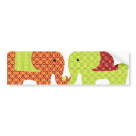 Pretty Elephants in Love Holding Trunks Flowers Bumper Stickers