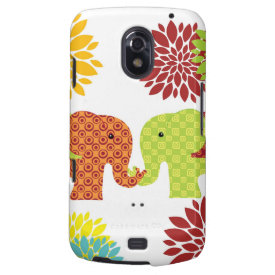 Pretty Elephants in Love Holding Trunks Flowers Samsung Galaxy Nexus Cases