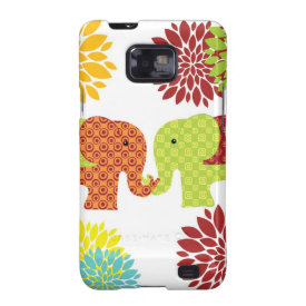 Pretty Elephants in Love Holding Trunks Flowers Samsung Galaxy S2 Case