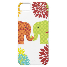 Pretty Elephants in Love Holding Trunks Flowers iPhone 5 Covers