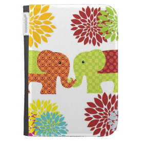 Pretty Elephants in Love Holding Trunks Flowers Kindle 3G Cases