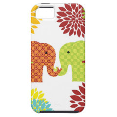 Pretty Elephants in Love Holding Trunks Flowers iPhone 5 Cases