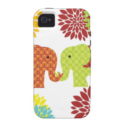 Pretty Elephants in Love Holding Trunks Flowers iPhone 4 Cover
