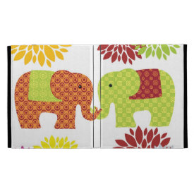 Pretty Elephants in Love Holding Trunks Flowers iPad Folio Case