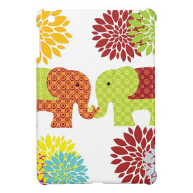 Pretty Elephants in Love Holding Trunks Flowers Cover For The iPad Mini