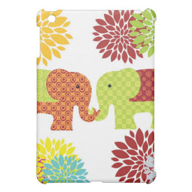 Pretty Elephants in Love Holding Trunks Flowers iPad Mini Cover