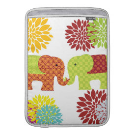 Pretty Elephants in Love Holding Trunks Flowers Sleeves For MacBook Air
